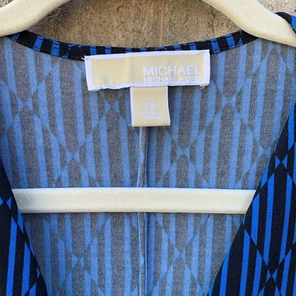 Take 50% OFF- Michael Kors Blue Ribbed Wrap Dress, Size-XS